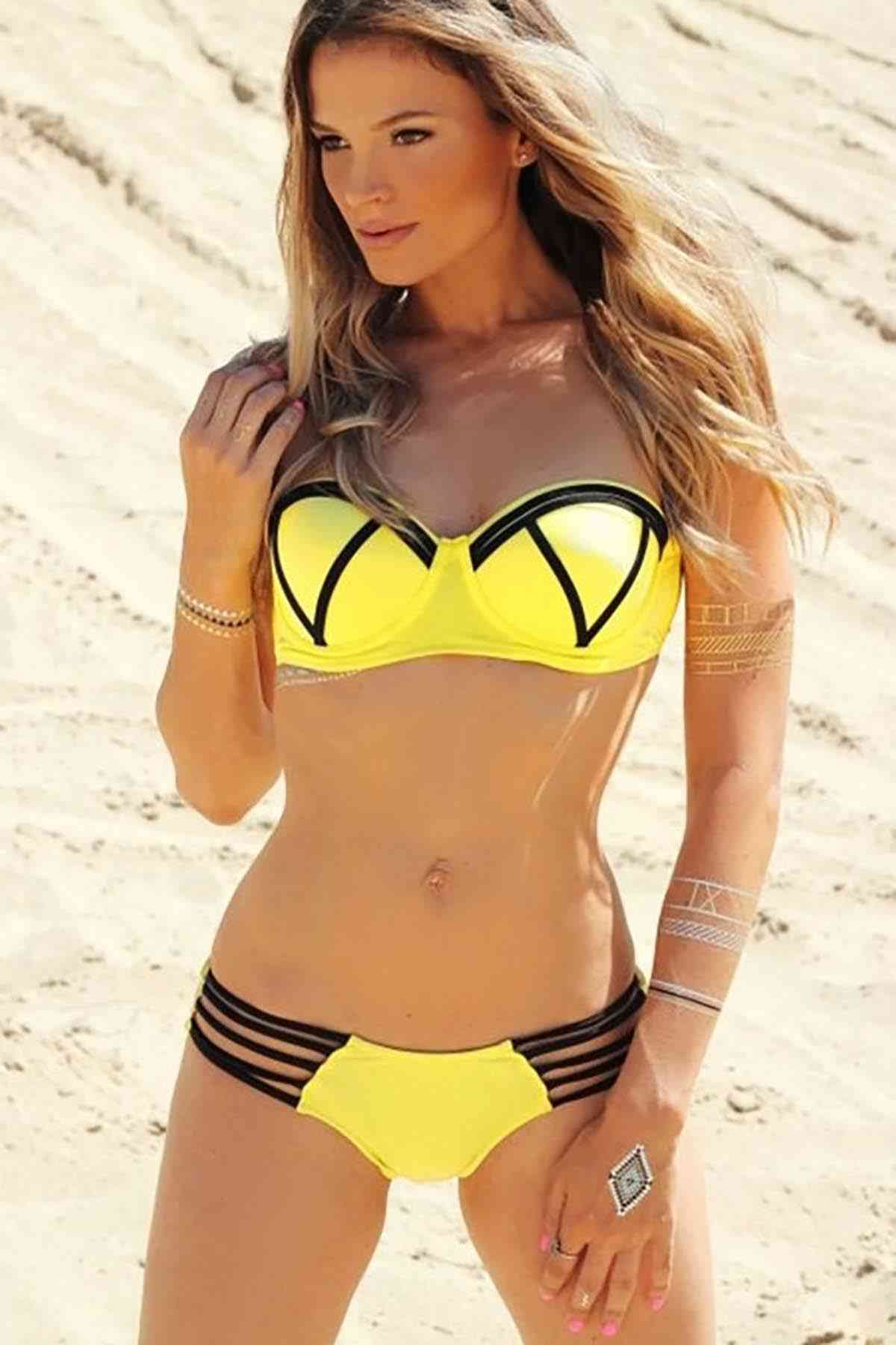 Angelsin Sarı Şık Tasarımlı Bikini