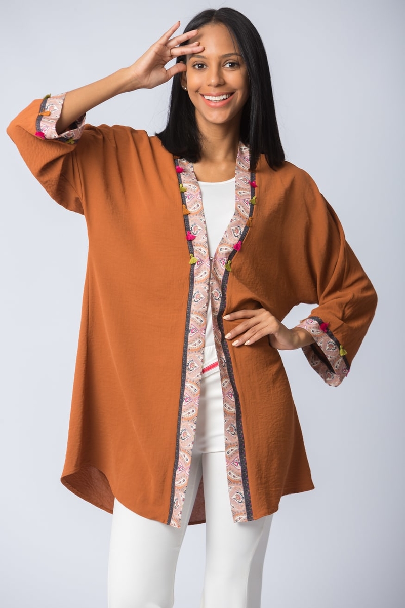 Şifon Kimono - Kiremit