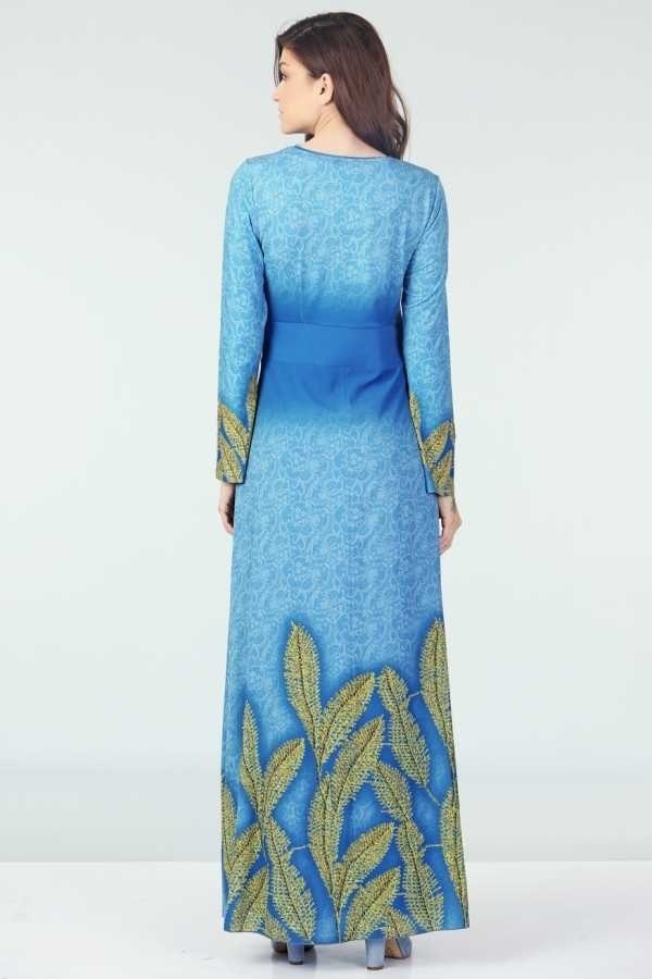 Taş İşlemeli Elbise - Mavi