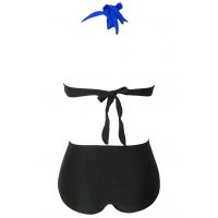 Angelsin Kaplı Mavi Siyah Şık Tasarımlı Yüksek Bel Bikini