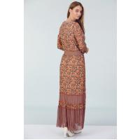 Batik Desenli Elbise - Turuncu