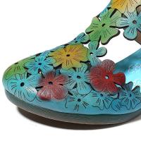 El Boyama Çiçek Desenler, Hakiki Deri, Sandalet